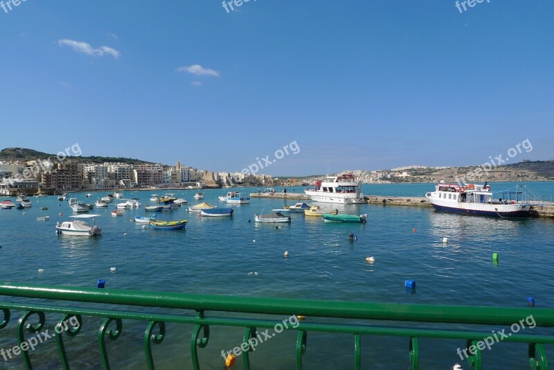 Boats Colorful Water Marsamxett Malta