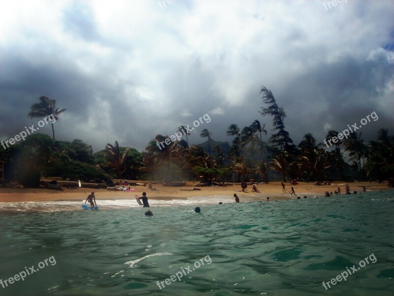 Stormy Storm Clouds Beach Surf