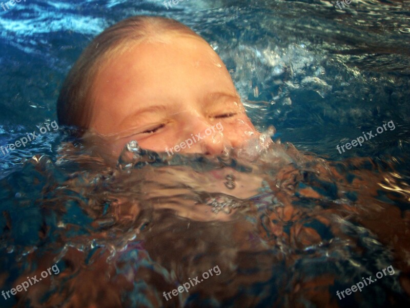 Girl Swim Emerge Submerge Water