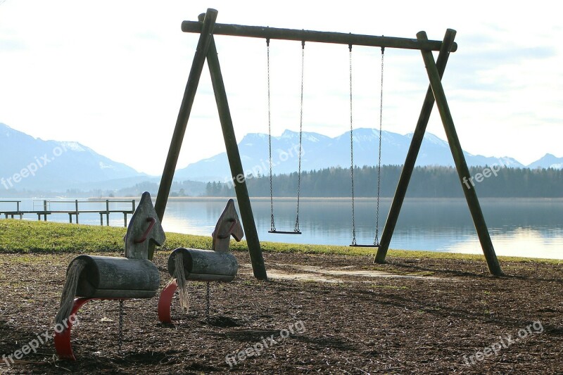 Swing Rock Playground Play Chains Swing