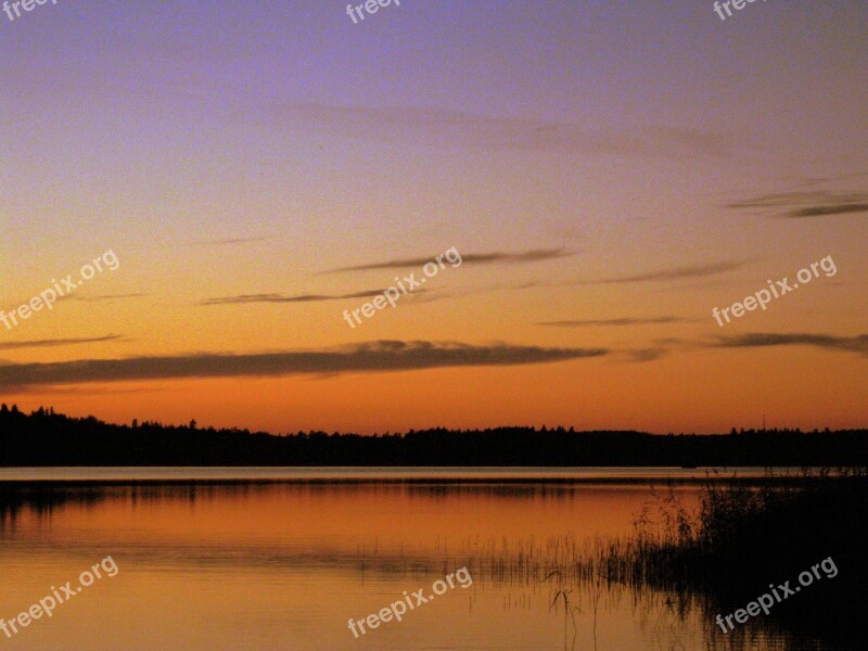 Lake Sweden Evening Abendstimmung Afterglow