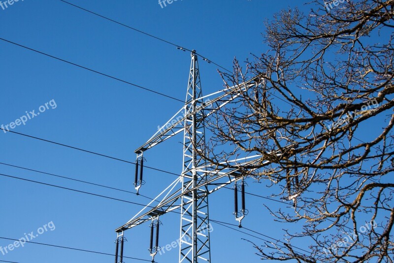 Power Line Power Lines Pylon Strommast Current