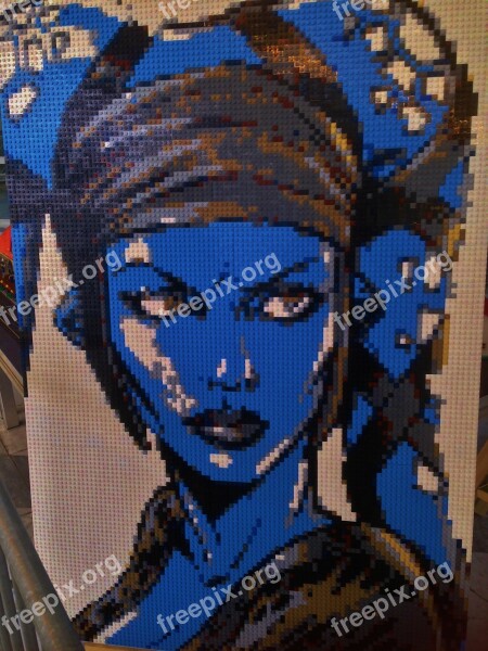 Lego Mosaic Blue Sculpture Lego Blocks