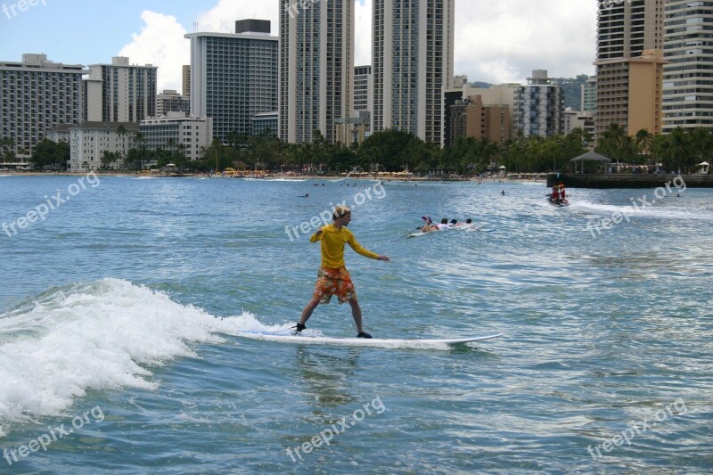 Surfing Surfer Honolulu Hawaii Free Photos