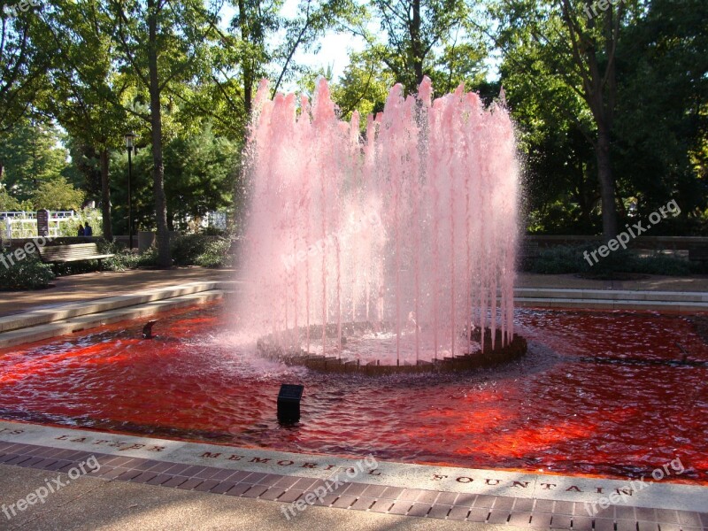 Fountain Red Fountain Saint Louis Botanical Garden Free Photos