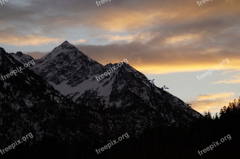 Allgäu Alpine Mountains Abendstimmung Red Top