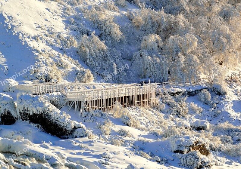 Walkway American Falls Niagara Winter Nature