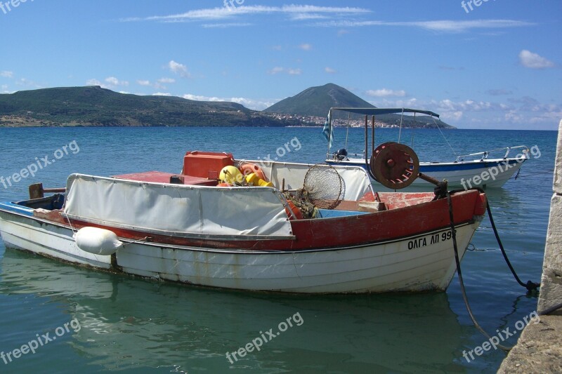 Fishing Boat Sea Kiparissia Greece Free Photos