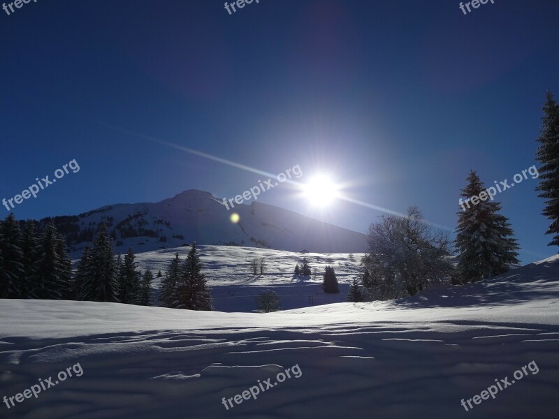 Mountain Alps Snow Sky Evening