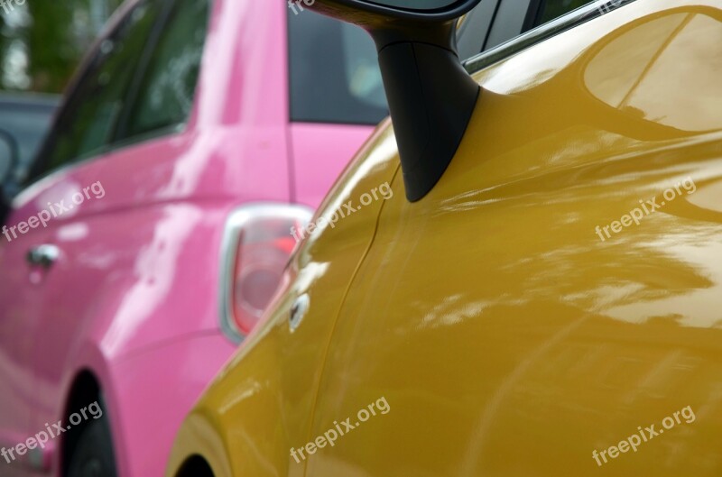 Mini Cooper Cars Traffic Pink Yellow