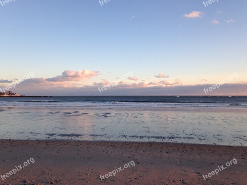 Ocean Snow Clouds Beach Tide