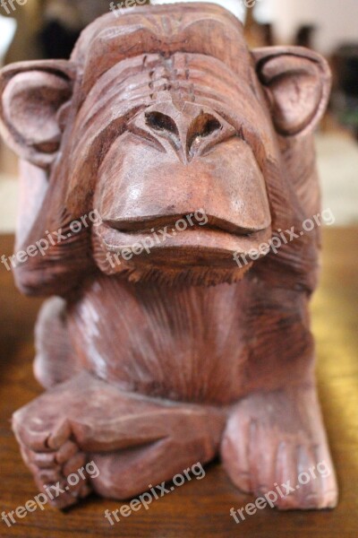 Monkey Sculpture Carving Art Wood Carving