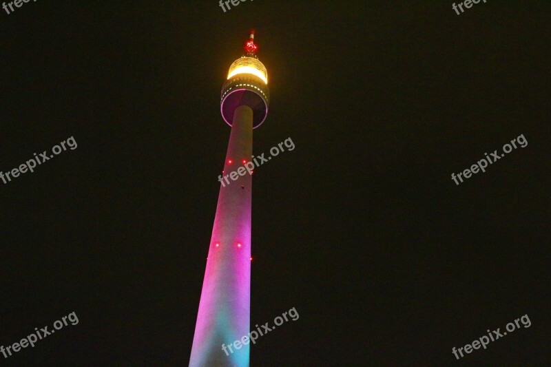 Tv Tower Westphalia Park Winter Lights 2013 Night Photograph Free Photos