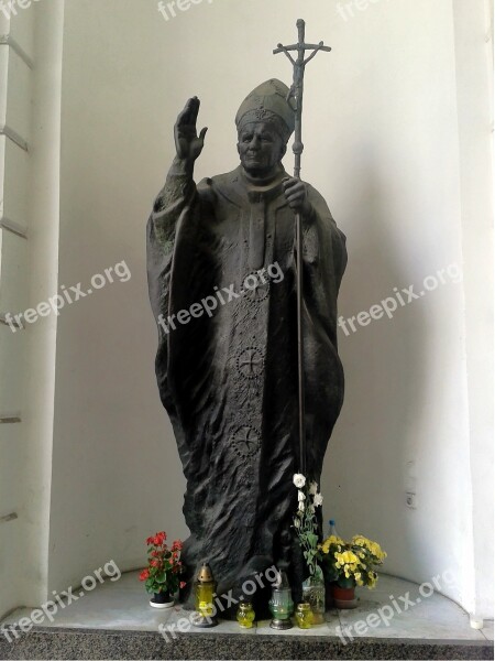 Statue Pope John Paul Ii Warsaw Poland Free Photos