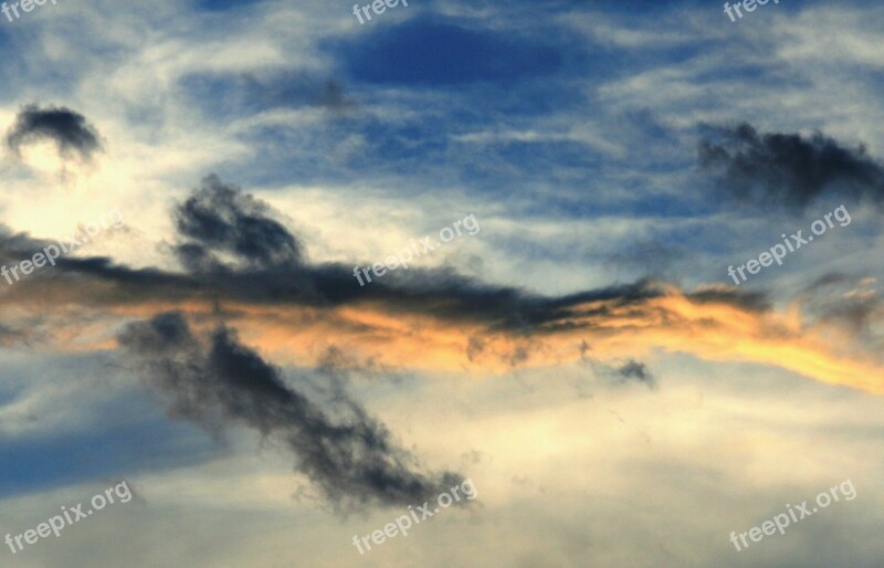 Sky Blue Clouds Streaks Wispy