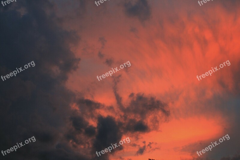 Sky Sunset Clouds Rosy Dark