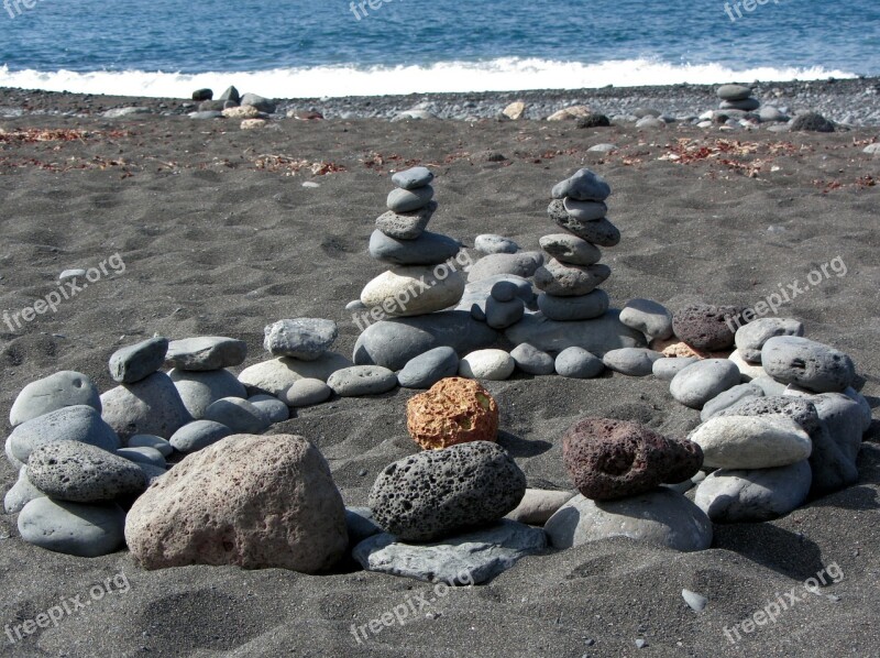 Beach Stones Wave Blue Sand