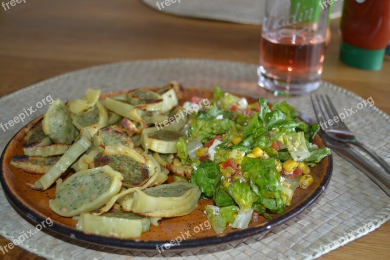 Maultaschen Salad Lunch Fried Eat