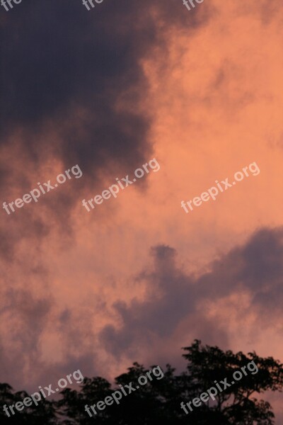 Sky Sunset Pink Glow Clouds