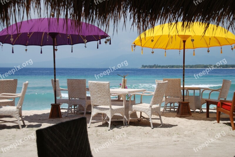 Bali Beach Parasol Sand Sea