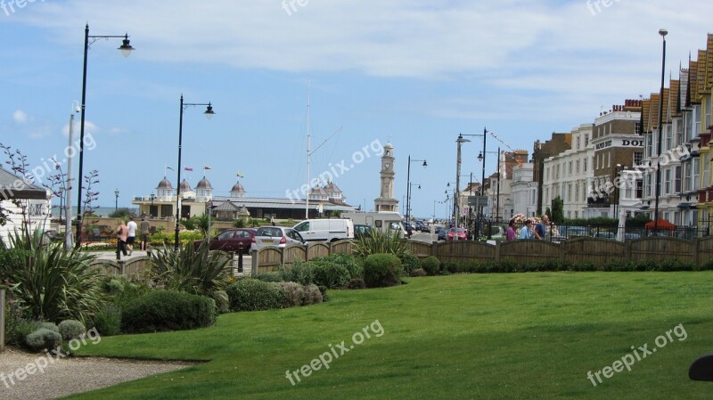 Seaside English Grass Promenade Sea