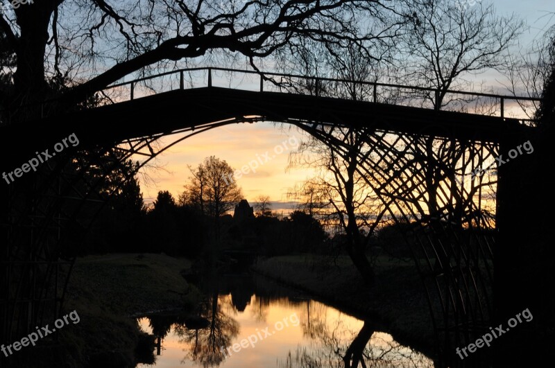 Park Wörlitz Bridge Iron Bridge Dessau Wörlitz Abendstimmung