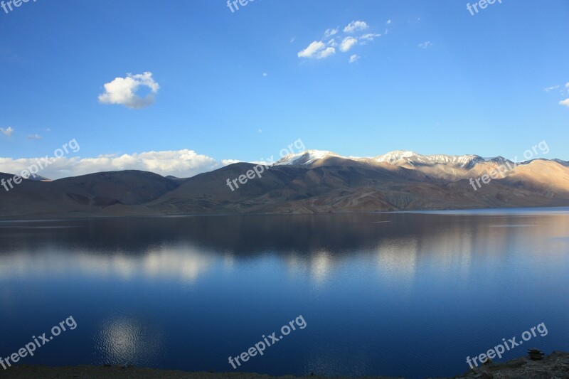 India Ladakh Tsomoriri Lake Mirroring