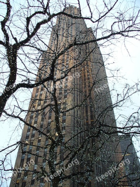 Rockefeller Center Grattacielo New York Winter Manhattan