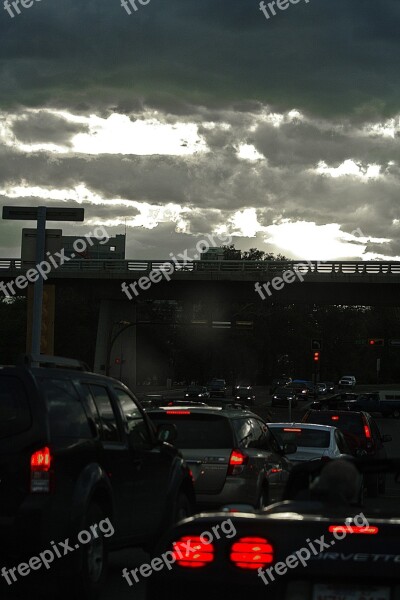 Traffic Dusk Highway Night Light