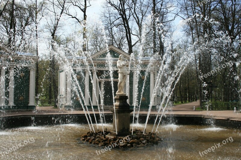 Monplaisir Palace Fountain Water Spouting Spraying