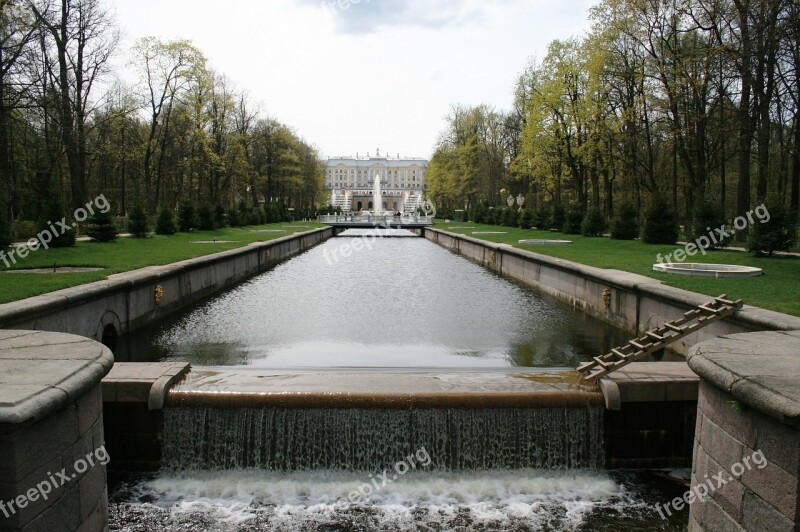 Monplaisir Palace Canal Water Trees Rows