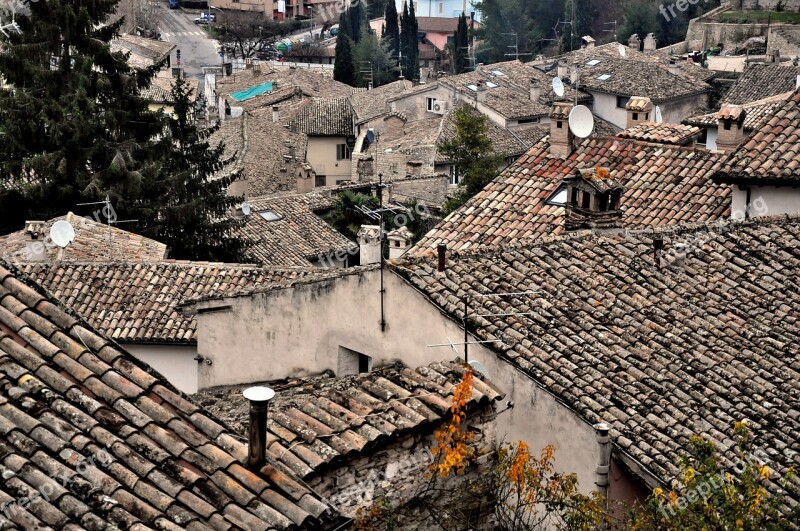 Umbria Italy Spoleto Roofs Borgo