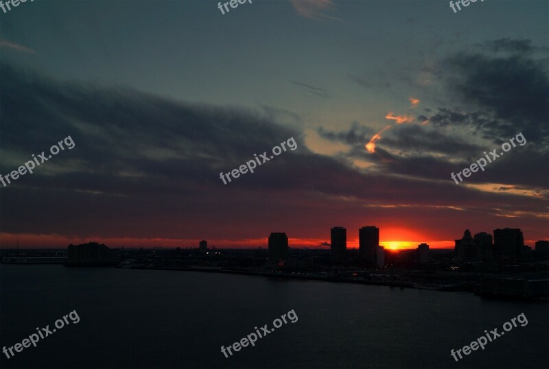 Philadelphia Night Scene Skyline Dusk River