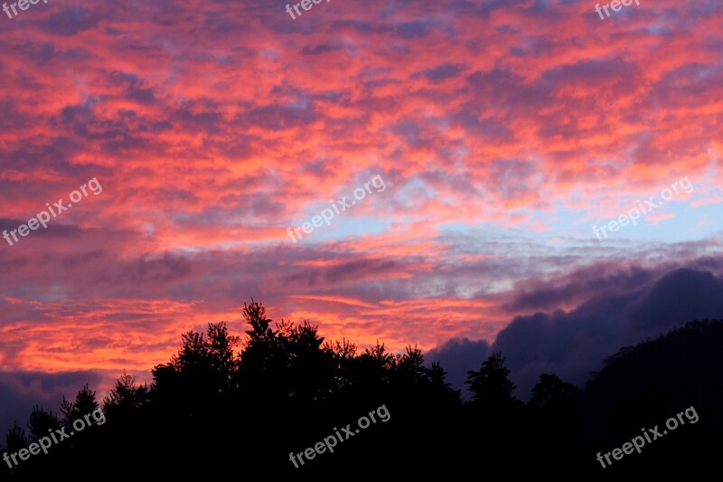 Sunset Landscape Gampola Clouds Colorful