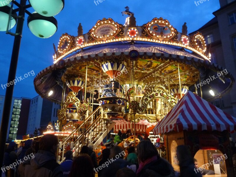 Carousel Year Market Ride Christmas Market Atmosphere