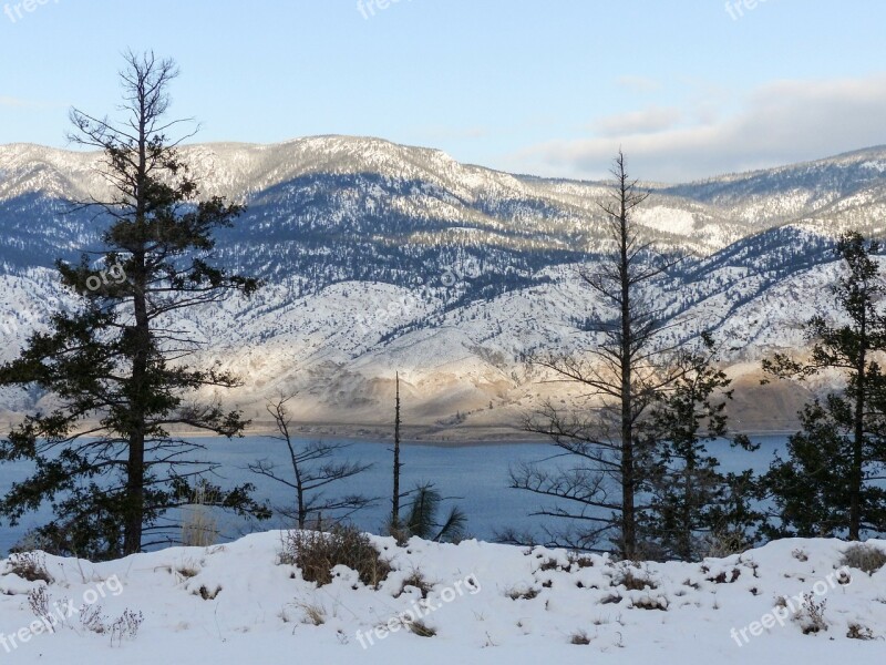 Kamloops Lake British Columbia Canada Winter Landscape