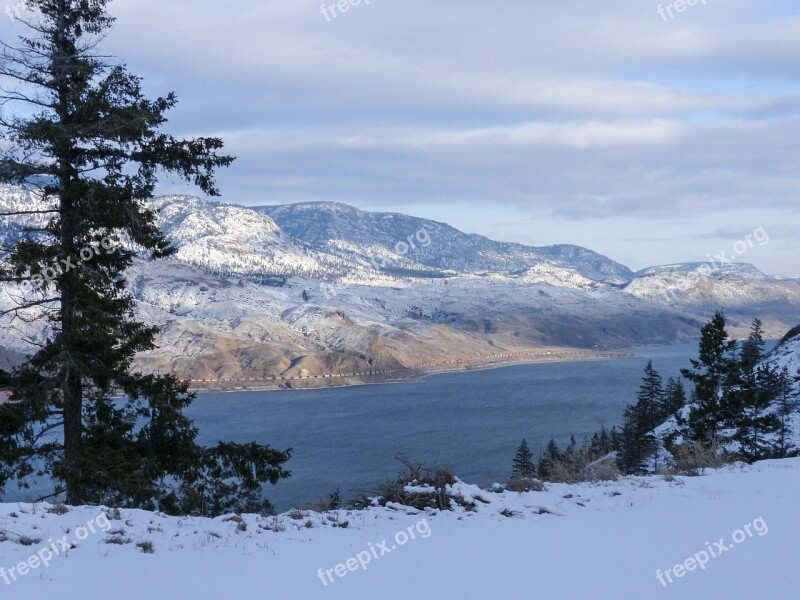 Kamloops Lake British Columbia Canada Winter Landscape