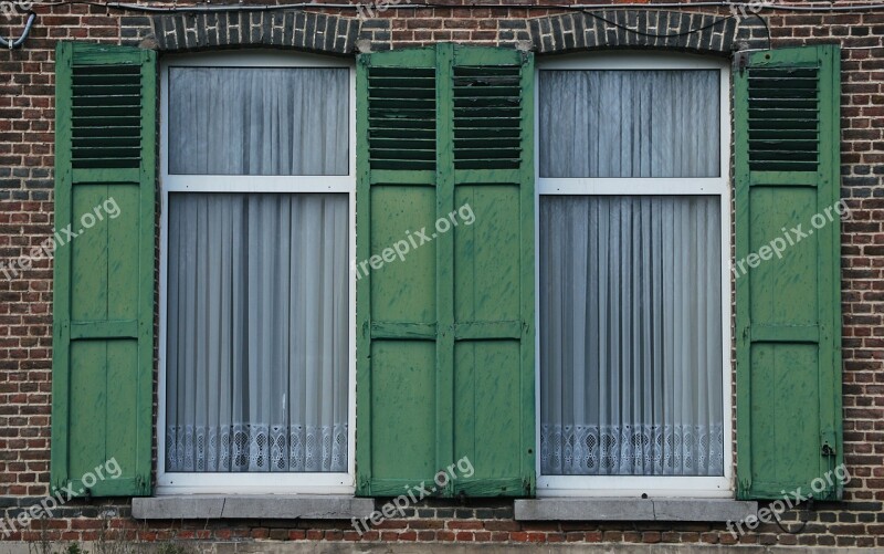 Shutters Green Window Facade Windshield