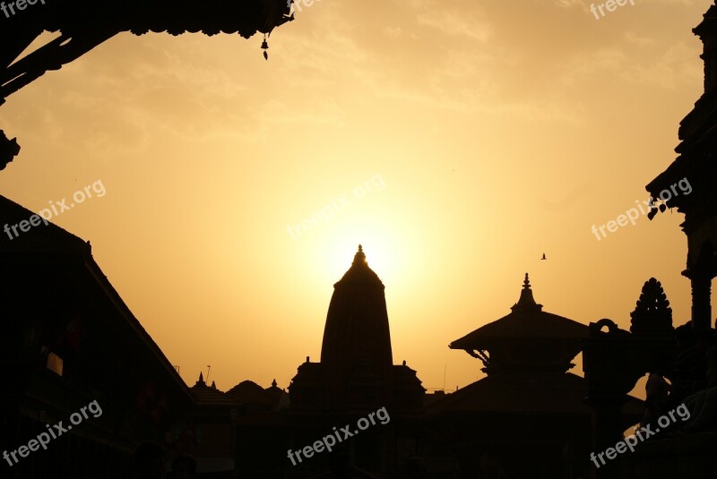 Nepal Kathmandu Evening Temple Sunset