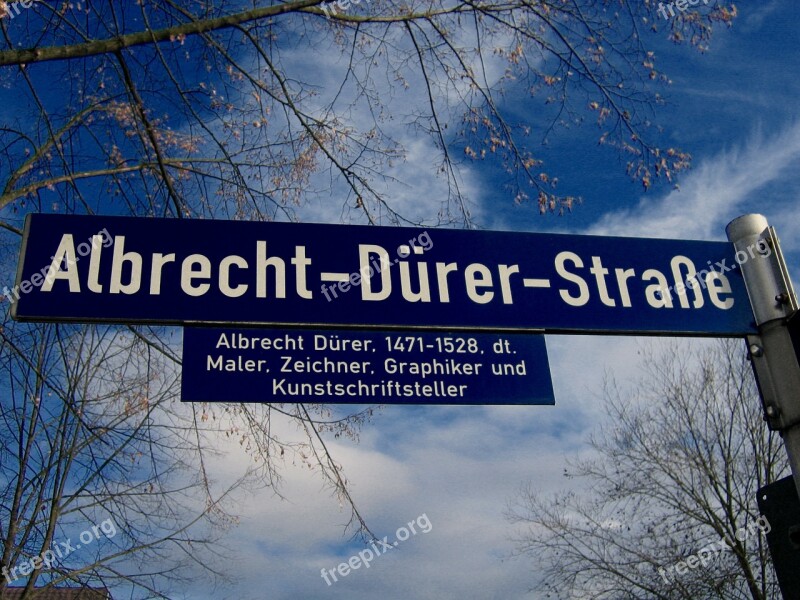 Street Name Street Sign Shield Road Albrecht Dürer