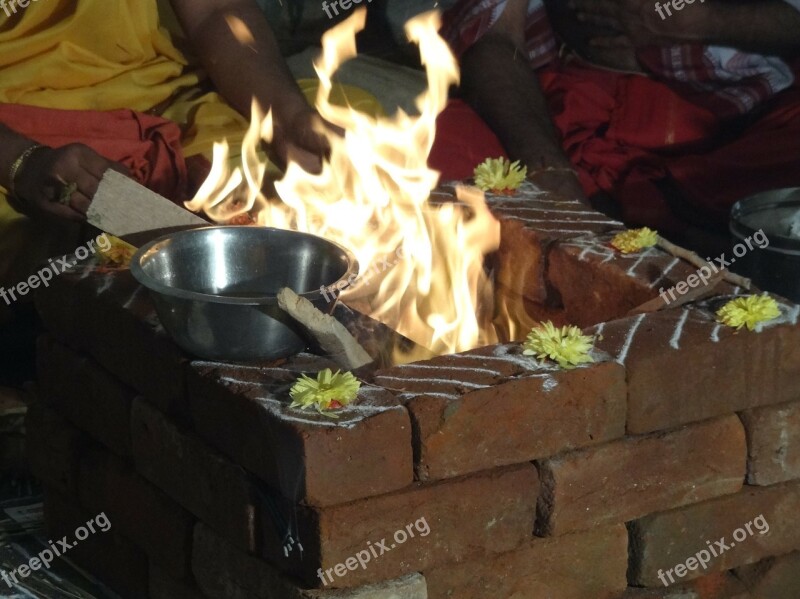 Ceremony Fire Prayers Agni God Of Fire