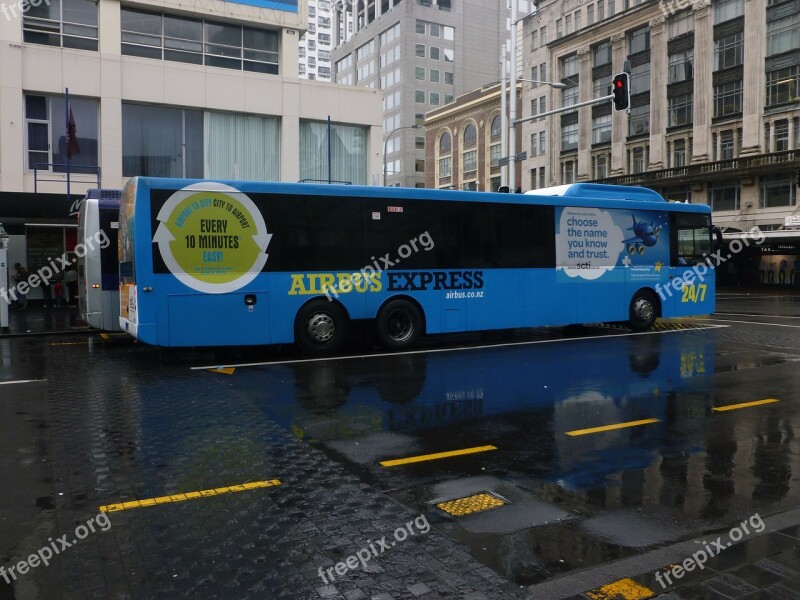 Bus Auckland Parking Lot New Zealand Blue