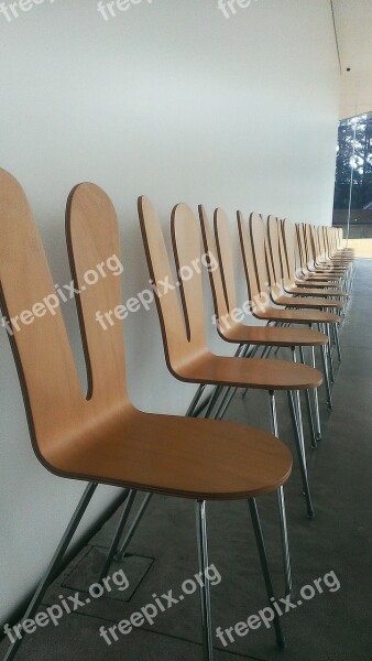 Chair Wood Rabbit Lined Up Brown