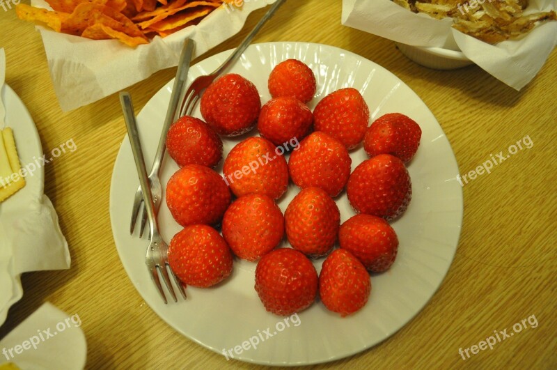 Strawberry Snack Dessert Dining Table Fruit