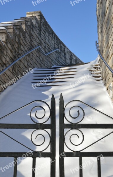 Stairs Gate Iron Gate Snow Winter