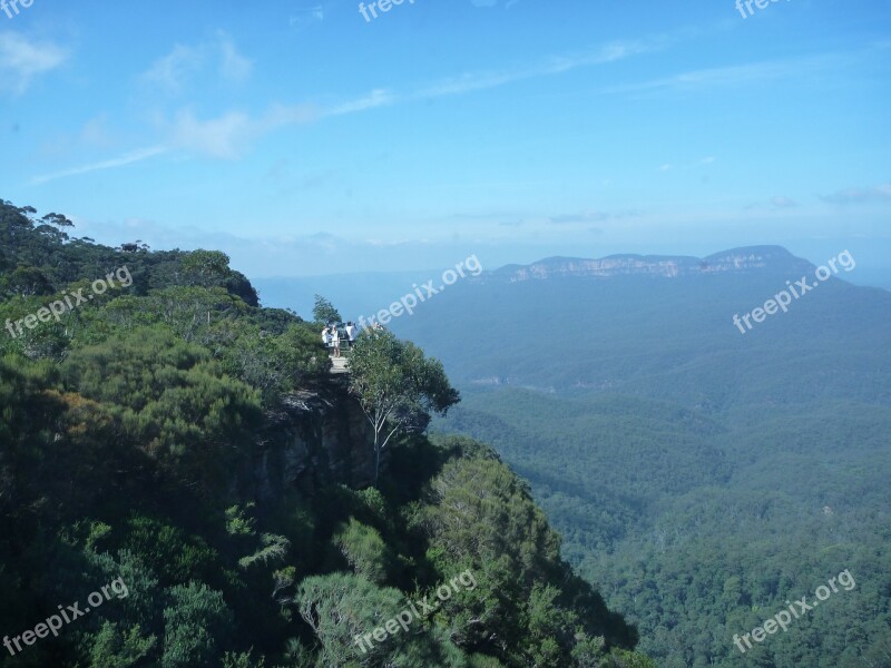 Blue Mountains Cliff Edge Forest Australia New South Wales