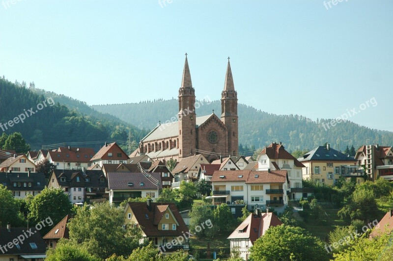 Forbach Black Forest City Houses Mountains