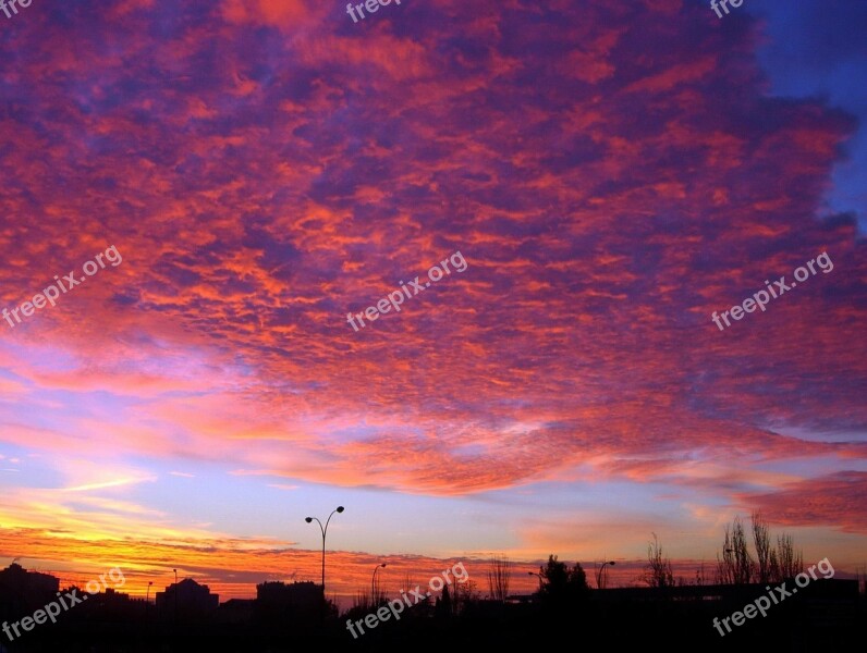 Madrid Dawn Clouds Sky Light