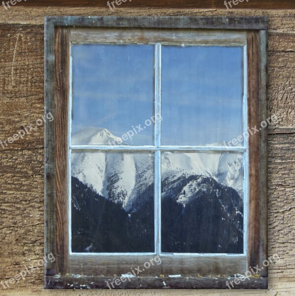 Window Old Hut Mountains Winter