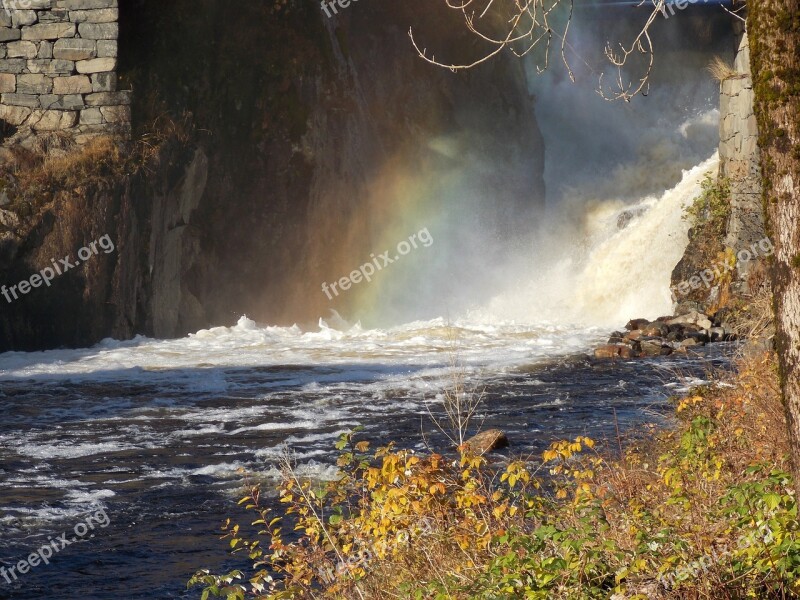 Waterfall Rainbow Norway Natural Water Free Photos